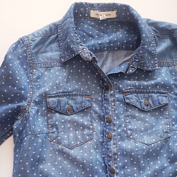 LIFE IN PROGRESS Blue Denim Button Down Shirt - Picture 5 of 12